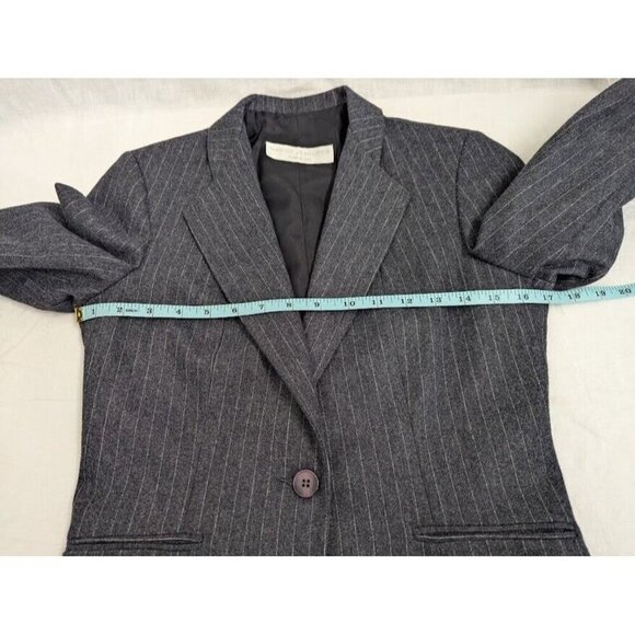Nanci Jennifer Canada women's 5 wool blend suit jacket, gray white pin stripe - Picture 9 of 11